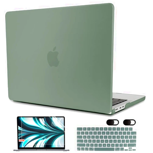 MEEgoodo Case for M4/M3/M2 MacBook Air 13.6 inch 2025 2024 2022(Fit Model A3240/A3113/A2681), Clear Case for MacBook Air 13”, Laptop Hard Shell with Keyboard & Camera Cover, Matte Midnight Green