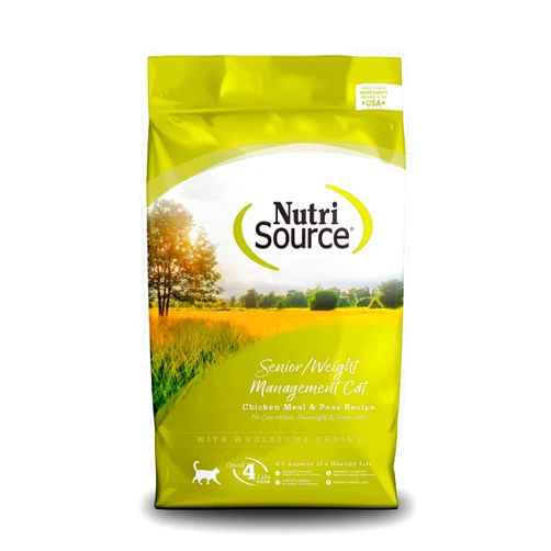 NutriSource Senior Cat Food, Made with Chicken and Rice, Weight Management Blend, with Wholesome Grains, 6.6LB, Dry Cat Food