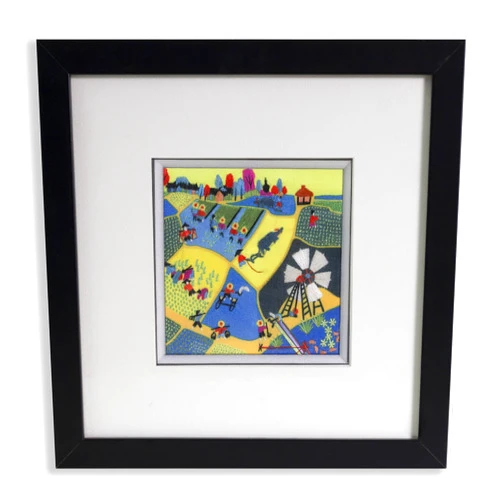 Ebherys Hunan Hand Embroidery Artwork, handmade paintings with wood frame hanging on The wall as room decoration home accessories, meaningful gifts for mother daughter and friends (Harvesting)