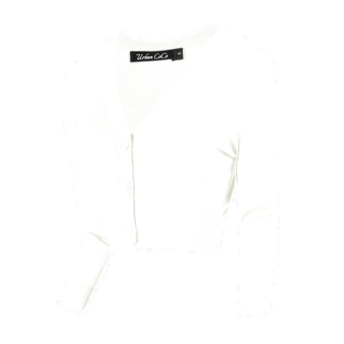 Urban CoCo Women's Cropped Cardigan V-Neck Button Down Knitted Sweater 3/4 Sleeve