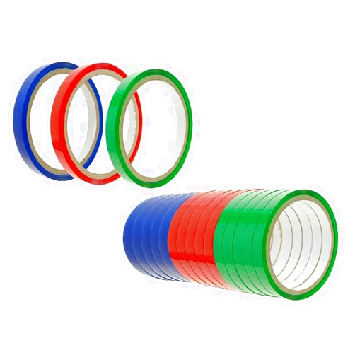Samlee 18Pcs PVC Bag Sealing Tape - Basic Collection - Poly Bag Sealing Tape 3 Color - 3/8 inch x 110 yds. (Pack of 6) - Ideal for Packaging and Sealing Meat, Gifts, or Ice Bags