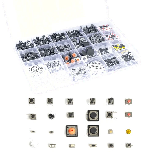 QTEATAK 620 Pcs 24 Value Micro Momentary Tactile Push Button Switch Tact Assortment Kit
