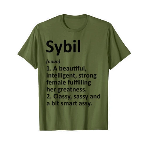 Custom Women Name Meaning Girl Mom Wife Birthday SYBIL Definition Personalized Name Funny Christmas Gift T-Shirt