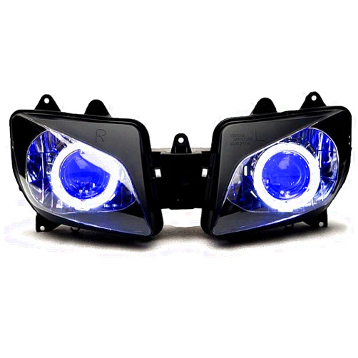 LMAHAP LED Blue Demon White Angel Halo Headlight Assembly For Yamaha YZF R1 1998 1999