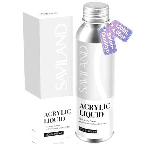 Saviland Professional Acrylic Liquid - 4.06fl oz Non-Yellowing Acrylic Nail Liquid for Acrylic Application DIY Long-lasting Acrylic Nails Carving Nail Extension at Home Salon Use