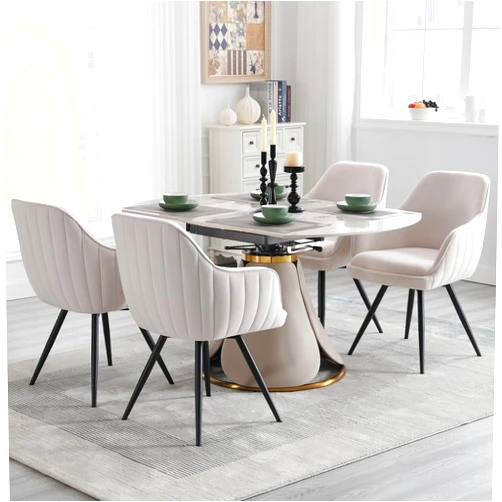 BFZ Velvet Dining Chairs Set of 4, Swivel Upholstered Dining Chairs with Tufted Back, Modern Kitchen Chairs Accent Chair for Dining Room, Kitchen, Vanity, Living Room