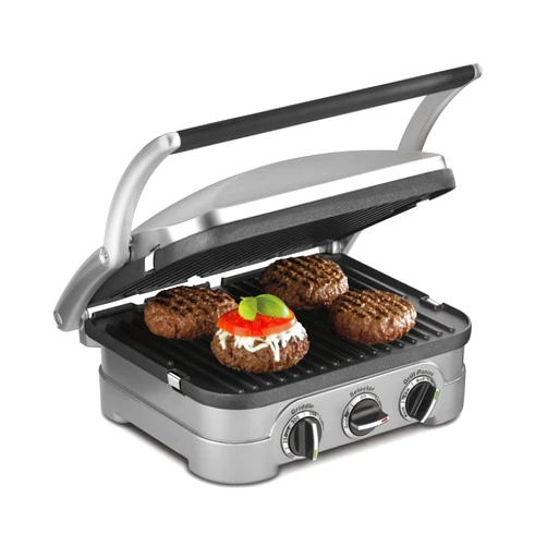 Cuisinart Griddler Indoor Grill, Panini Press, Sandwich Maker & More, 5-in-1 Grilling, Dishwasher-Safe Nonstick Cooking Plates, GR-4NNAS, Stainless Steel