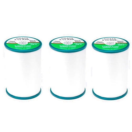 Hector Beauty Supply COATS & CLARK DUAL DUTY PLUS HAND QUILTING EYEBROW THREAD 228m (Pack of 3) WHITE