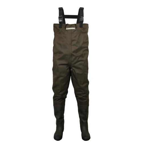 Paramount Outdoors Backwater 2-Ply Rubber Chest Fishing Wader with Attached Rubber Boots Cleated Rubber or Felt Outsole