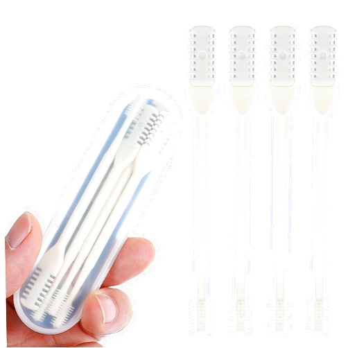 Andibro 4Pcs 2-in-1 Nasal Hair Cutter, Double Sided Nose Hair Knife 360° Rotating Nose Hair Trimmer Manual Nose Hair Trimmer Nostril Hair Remover Tool for Women Men