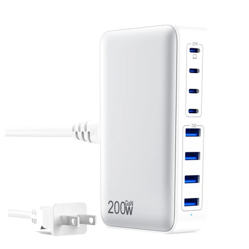 GKUTW USB C Charger 200W USB C Charger Block,Upgraded GaN III 8-Port Fast Charging Station Hub,PD 65W Laptop Charger Adapter Compatible with MacBook Pro/Air,DELL,Steam Deck,iPhone 15/14/13,Galaxy S23/22 etc