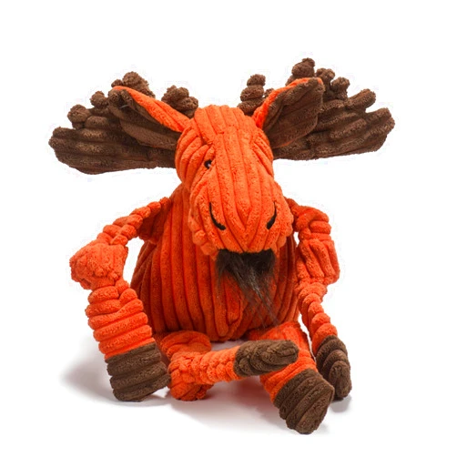 HuggleHounds Knottie Plush Dog Toy - Dog Stuffed Animal Toy, Puppy Toys, Squeaky Dog Toy for Small, Medium & Large Dogs, Durable Plush to Keep Them Busy - Morris Moose, Large