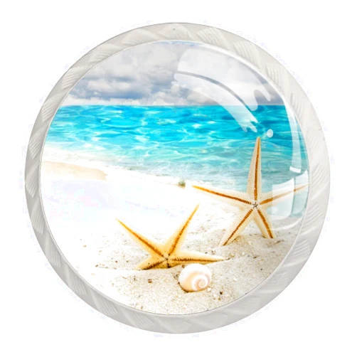 Hainualy Starfish Coast Sea Shells 4Pack of Kitchen Cabinet Knobs Pulls Round Dresser Drawer Handle Hardware
