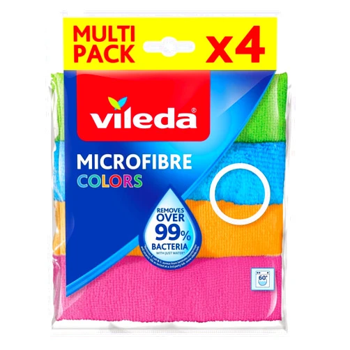 Vileda Microfibre Colors Pack of 4 Multi-Purpose Cleaning Cloths