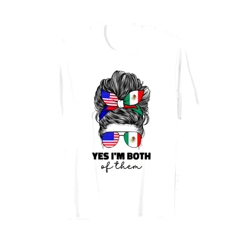 American And Mexican Girl Designs Co. Half Mexican And American Mexico America Usa Flag Girl Women T-Shirt