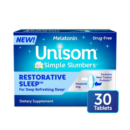 Unisom Simple Slumbers Restorative Sleep Tablets 30-Count, Melatonin 3mg