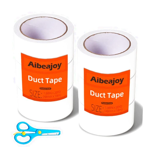Aibeajoy Duct Tape 1.88 Inch X 20 Yards *6 Rolls White Duct Tape Colors Waterproof Duct Tape Colored Duct Tape Multipack for Arts Heavy Duty Duct Tape Color Duct Tape Rolls