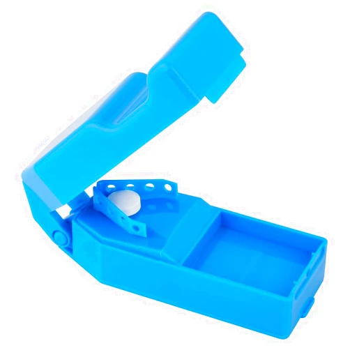 EZY DOSE Pill Cutter and Splitter with Dispenser, Cuts Pills, Vitamins, Tablets, Stainless Steel Blade, Travel Sized, Safely Cut Pills and Vitamins, Easy to Use, Color May Vary, BPA Free