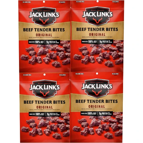 NIAMARA Jack Link's Original Beef Bites - 4 Pack, 1 oz Each - Tender Jack Links Beef Jerky Bites, High -Protein Snack