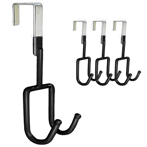 VESONNY Over The Door Hooks - 4 Packs Heavy Duty Organizer Over The Door Hanger Holder for Clothes, Coats, Robes, Hats, Bags and More (Black)
