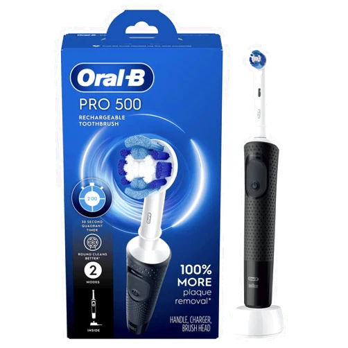 Oral-B Pro 500 Electric Toothbrush with (1) Brush Head, Rechargeable, Black