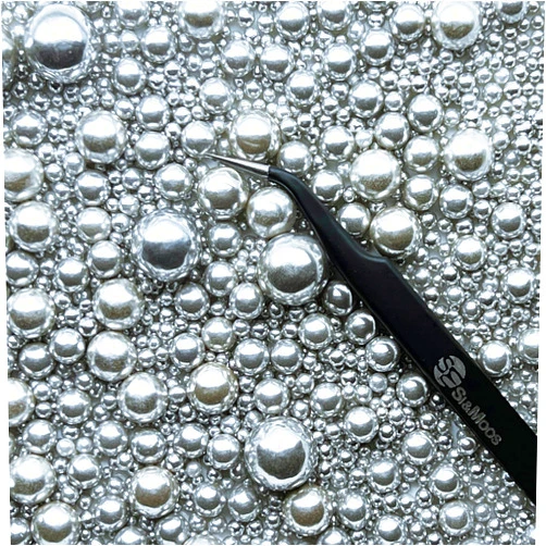 SE SI&MOOS Silver Edible Pearls for Cake Decorating 5.1 OZ | Silver Sprinkles | Silver Sugar Pearls | Silver Edible Dragees | Silver Metallic Sprinkles | Silver Pearl Sprinkles Mix Size with Tweezers