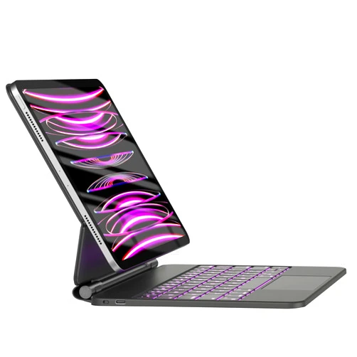 HOU Keyboard Case for iPad Air 11 inch 2024 (M2)&iPad Pro 11 Inch (4th/3rd/2nd/1st) Gen 2022,iPad Air 5th&4th Generation Case with Keyboard,Magic-Stand, Multi-Touch Trackpad,7 Colors Backlight,Black