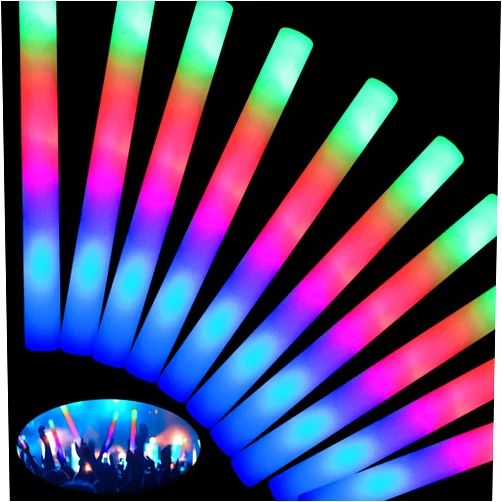 HONLYNE120 PCS Foam Glow Sticks with 3 Modes Colorful Flashing, LED Light Sticks, Glow in the Dark Party Suppliesfor Wedding, Raves, New Year Carnival
