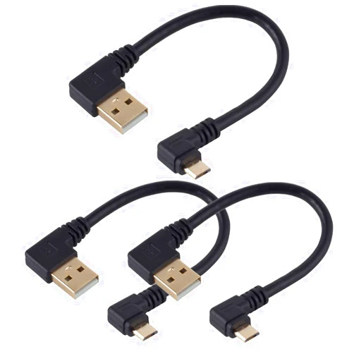 LBSC Right Angle 90 Degree USB Micro Cable,USB to Micro USB Cable,Short Micro USB Cable,Micro USB 2.0 Male to Male Cord for Android Charging & Data Transfer (USB a- 5 Pin Micro,3 Pack)