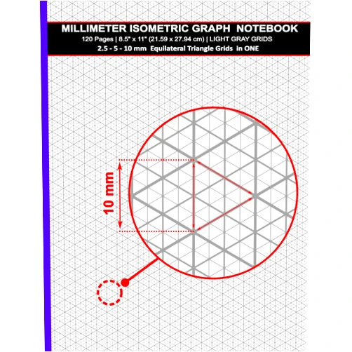 Metebf Designs Millimeter Isometric Graph Paper Notebook: 120 Pages | 8.5