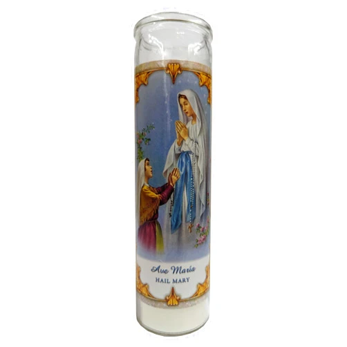 Generic Hail Mary (Ave Maria) Devotional Candle, White