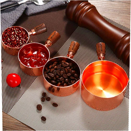 Tzou Sauce Cup For Cooking, Sauce Pot Set with Rosewood Wooden Handle Sauce Cup Plate for Cooking Utensils 1/4 copper cup with wooden handle