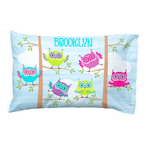 Let's Make Memories Lets Make Memories Personalized Pillowcase - Customized for Kids - Soft Fabric -Polyester - Standard Pillow Size - Owl Design - Personalized with Her Name - Sleep, Nap Girls Pillowcase