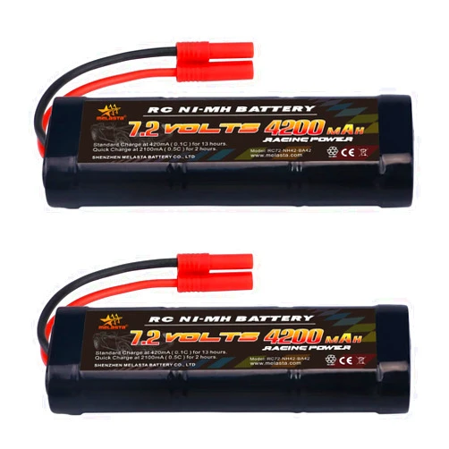 melasta 2pack 7.2V 4200mAh NiMH RC Battery Packs Compatible with Banana Connector for Redcat Racing Vehicles