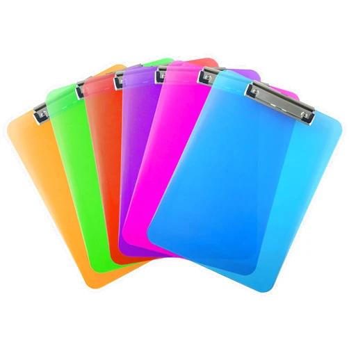 Trade Quest Plastic Clipboard Transparent Color Letter Size Low Profile Clip (Pack of 6) (Assorted)
