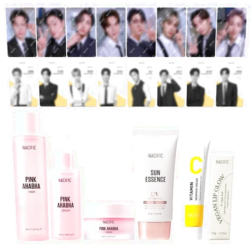NACIFIC ATEEZ Pink AHA BHA Skincare Set With SPECIAL KPOP IDOL ATEEZ OFFICE Photocards