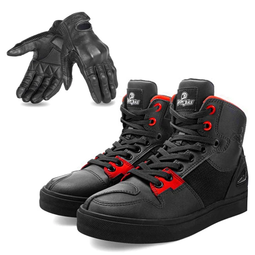 Grapelet Motorcycle Shoes Size 9.5 and Motorcycle Gloves XXL