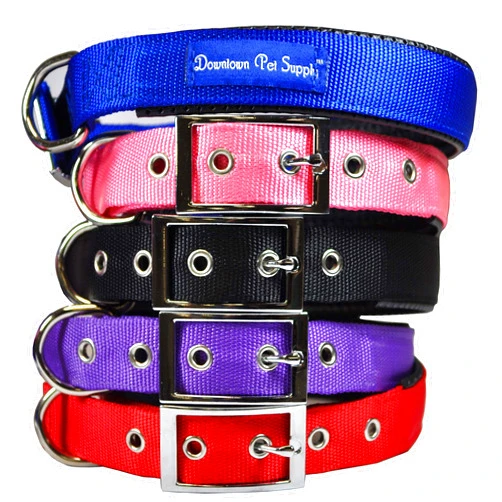 Downtown Pet Supply Deluxe Dog Collar - Padded Adjustable Dog Collar with Metal Buckle & D-Ring - Machine Washable & Water Resistant Thick Dog Collar - Black - M - Medium Dog Collar