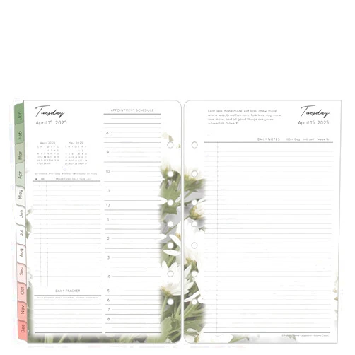 Franklin Covey FranklinCovey - Blooms Two Page Per Day Ring-Bound Planner (Classic, Apr 2025 - Mar 2026)
