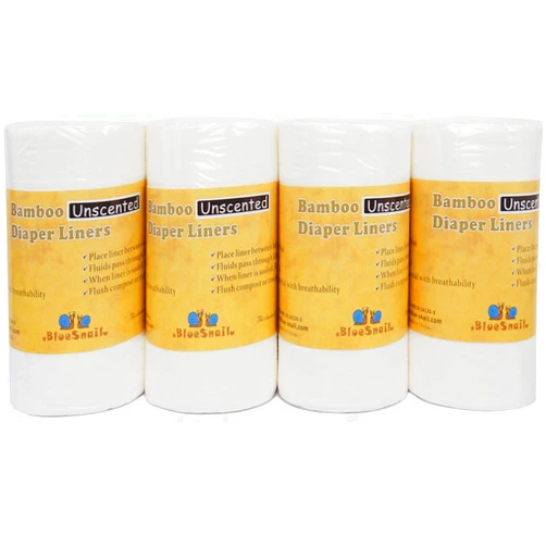 BlueSnail Rayon Unscent Diaper Liners- Fragance Free and Chlorine Free(4PK) 400 Count by BlueSnail（White）