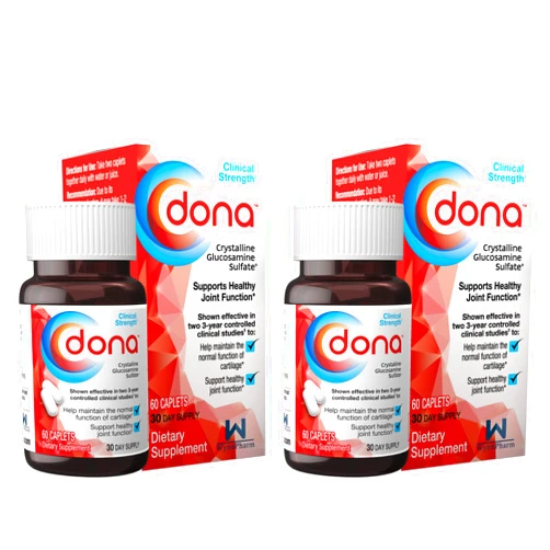 DONA Crystalline Glucosamine Sulfate, 750 Mg, Joint Supplement Pills for Knee Comfort & Joint Health Support, 750 Mg, 60 Count (2 Pack)
