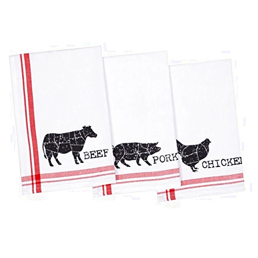 DII Design Imports BBQ Cuts Printed Dishtowels - Set of 3