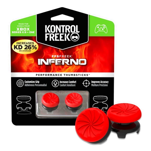 KontrolFreek FPS Freek Inferno for Xbox One and Xbox Series X Controller | Performance Thumbsticks | 2 High-Rise Concave | Red