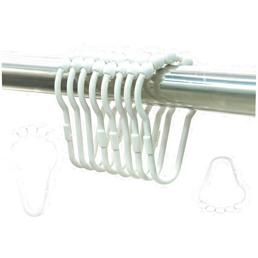 Resze 12PCS Plastic Shower Curtain Hooks, White Shower Curtain Rings, Rust Resistant Shower Hooks for Shower Curtain,Smooth Sliding Anti-Drop Shower Rings for Bathroom Shower Rods，Easy to Install