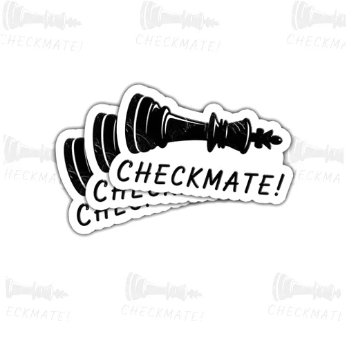 BOZENTIM 3PCS Checkmate Chess King Sticker, Bold Fallen King Piece Graphic, Funny Victory Checkmate Design Stickers Die-Cut Waterproof for Laptop, Water Bottle, Phone, Window, Helmet