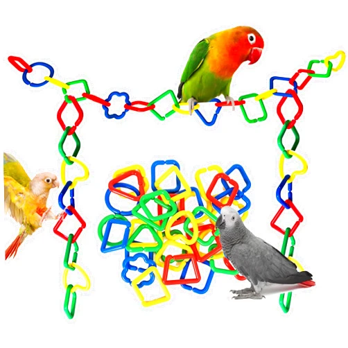 Hyamass 40Pcs Plastic Clip Hooks Chain Links Toy, Random Shape & Color Link Children's Learning Toy, Sugar Glider for Parakeets Pet Rat Parrot Bird Toy Cage Swing Climbing Cage Toys