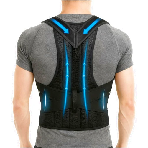 OUCAVIS Back Brace Support Posture Corrector for Men – Full Back Support for Upper, Mid & Lower Back Pain Relief, Ergonomic 3-in-1 System Improves Posture & Helps with Slouching, Rounded Shoulders (1, Large)