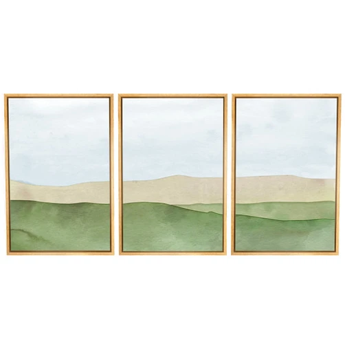 SIGNWIN Framed Canvas Print Wall Art Set Abstract Mountain Range Valley Nature Wilderness Illustrations Modern Art Rustic Landscape Relax/Calm for Living Room, Bedroom, Office - 16