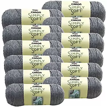 Caron Grey, Simply Soft Heather Yarn, Multipack of 12, 12 Pack