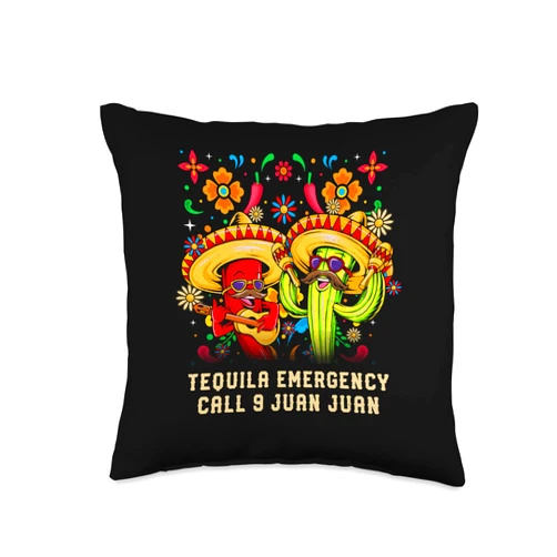 Witty Margarita Cinco De Mayo Mexican Tequila Emergency Call 9 Juan Juan Funny Cocktail Humor Throw Pillow